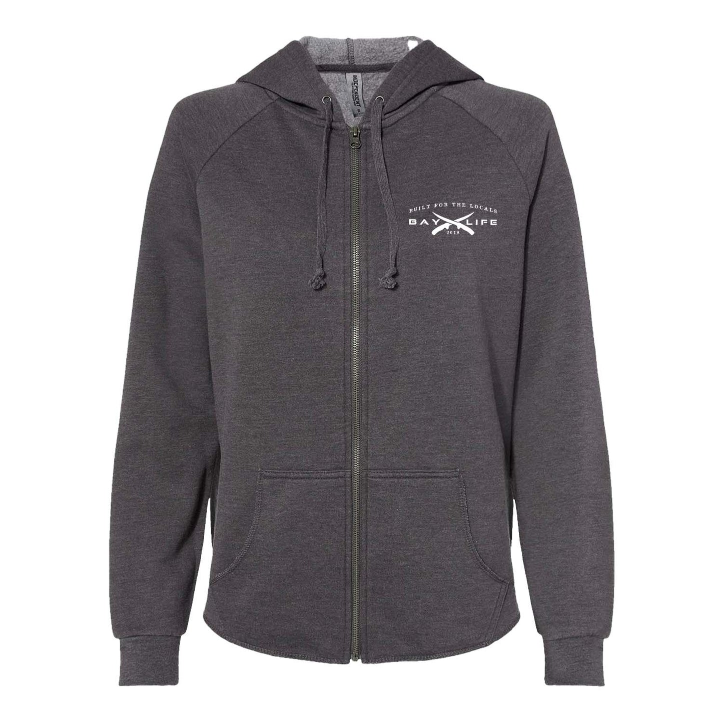Bay Washed | Ladies Zip-Up Hoodie | Smoke Grey