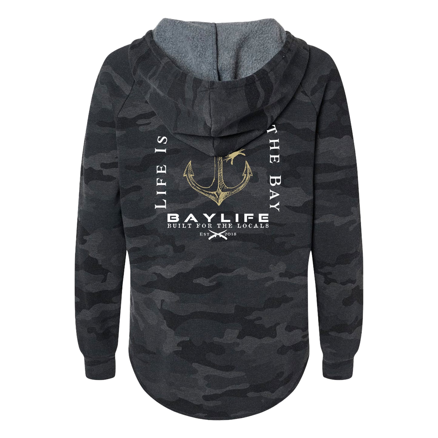 Bay Washed | Ladies Hoodie | Black Camo