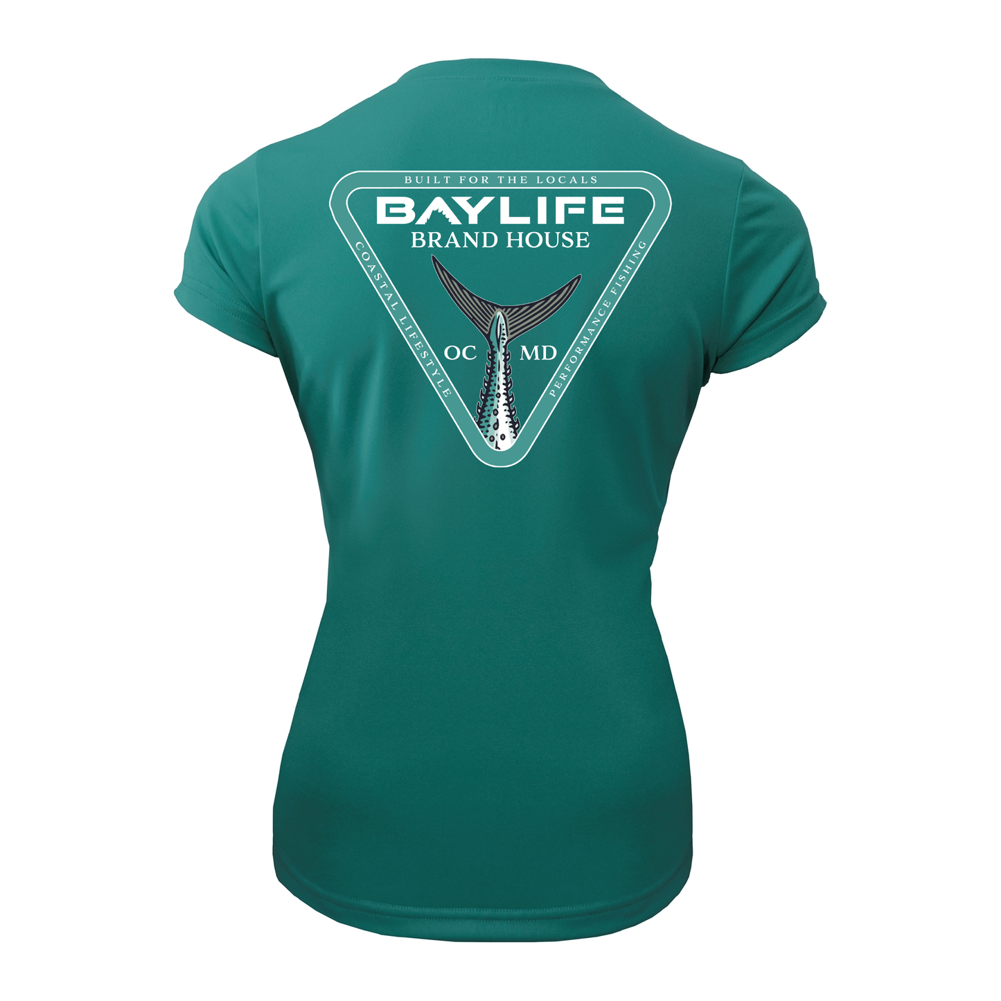 OC BRAND HOUSE FISH TAIL LADIES PERFORMANCE FISHING SHORT SLEEVE SHIRT | TEAL