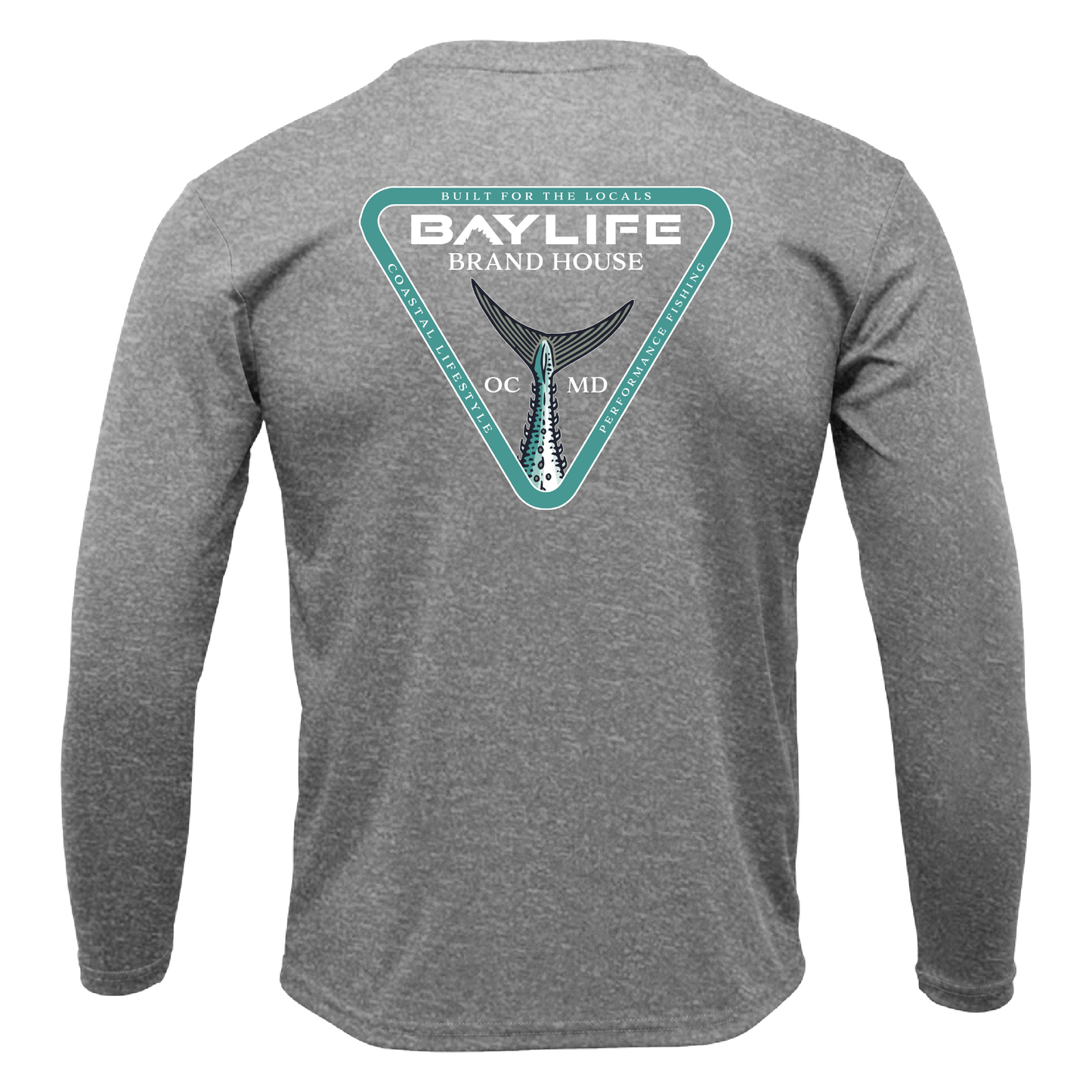 OC BRAND HOUSE FISH TAIL PERFORMANCE FISHING LONG SLEEVE SHIRT | HEATHER GREY