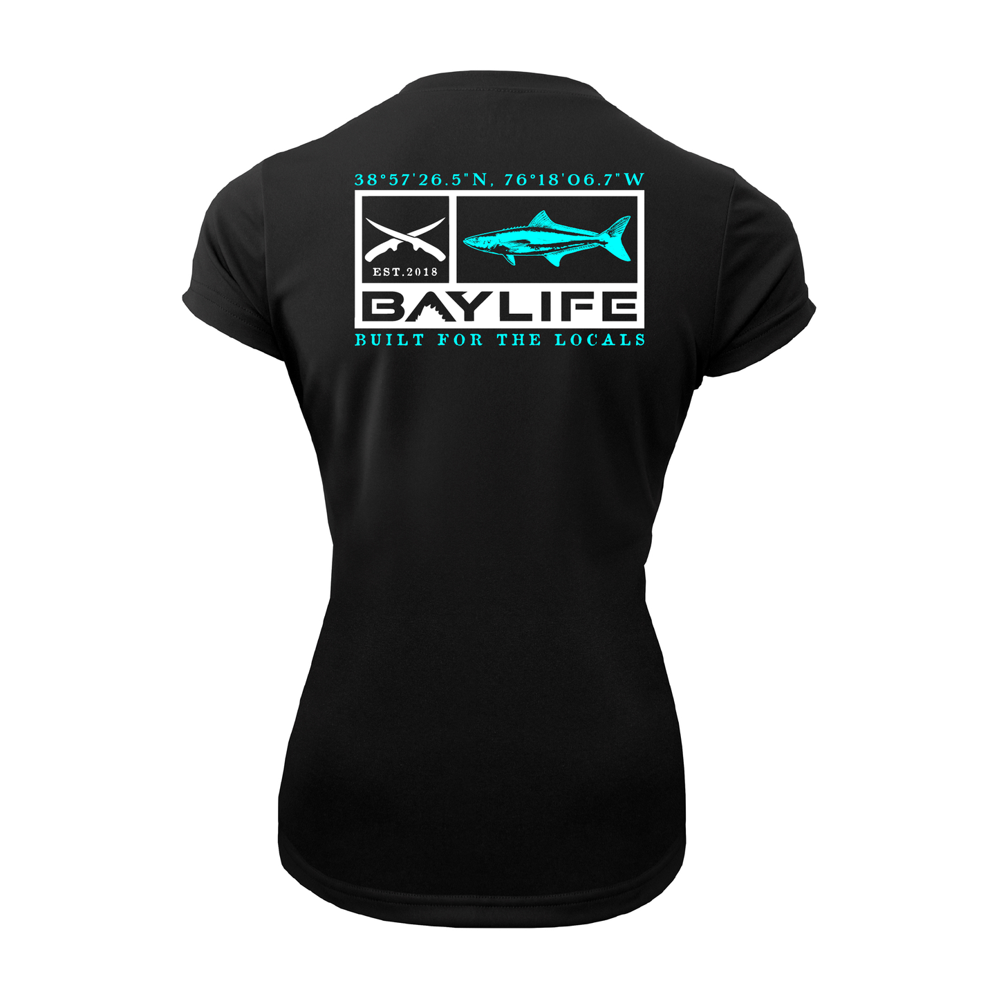 LADIES KIPTOPEKE COBIA PERFORMANCE FISHING SHORT SLEEVE SHIRT | BLACK