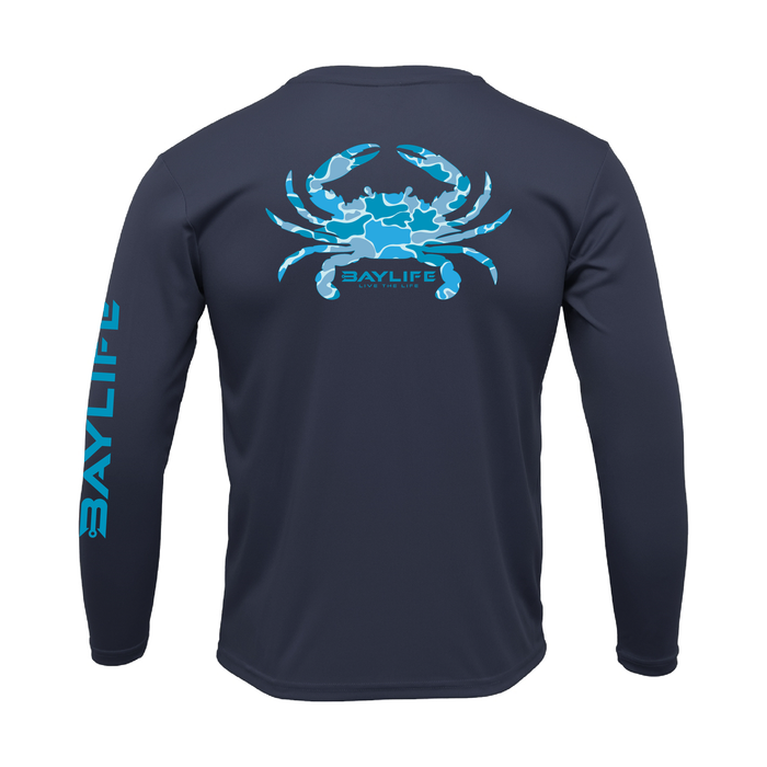 BLUE CRAB CAMO UPF 50+ PERFORMANCE SUN SHIRT