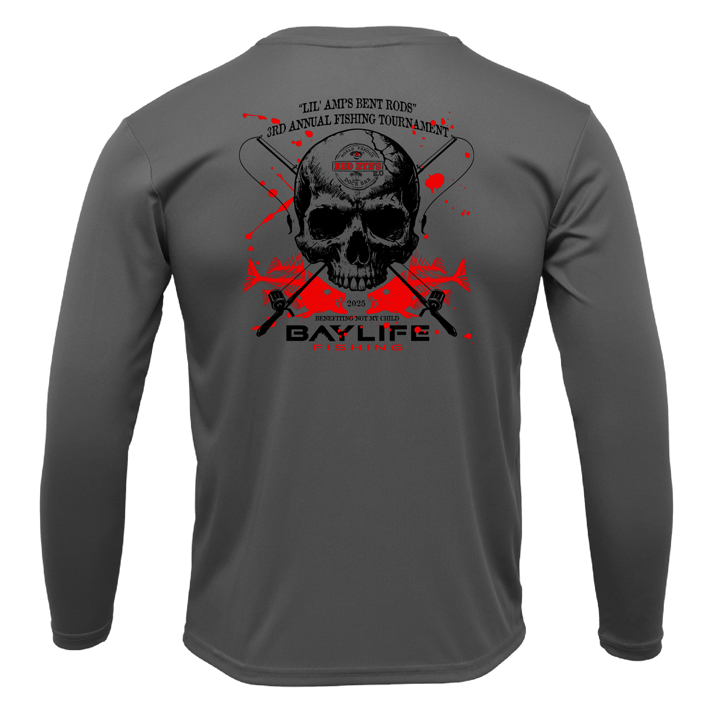LIL' AMPS BENT RODS ROCKFISH TOURNAMENT PERFORMANCE LONG SLEEVE FISHING SHIRT | CHARCOAL