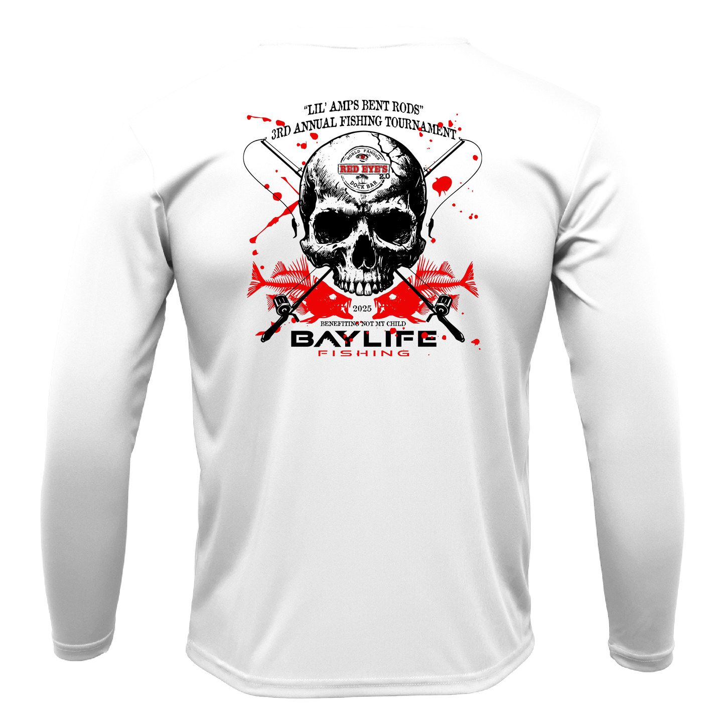 LIL' AMPS BENT RODS ROCKFISH TOURNAMENT PERFORMANCE LONG SLEEVE FISHING SHIRT | WHITE
