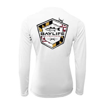 MARYLAND FLAG ROCKFISH LADIES PERFORMANCE FISHING LONG SLEEVE SHIRT