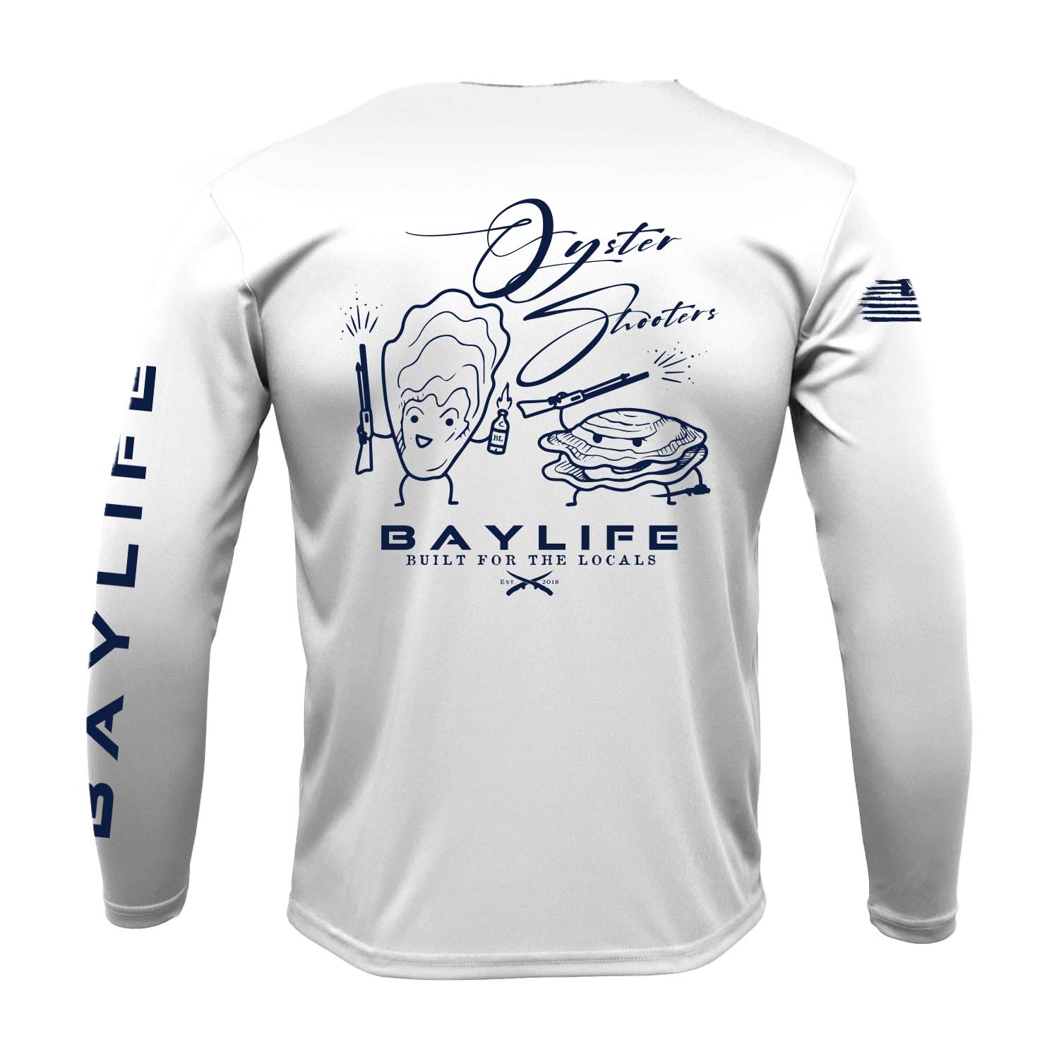 Oyster Shooters, UPF 50+ Performance Fishing Shirt, White – Bay Life