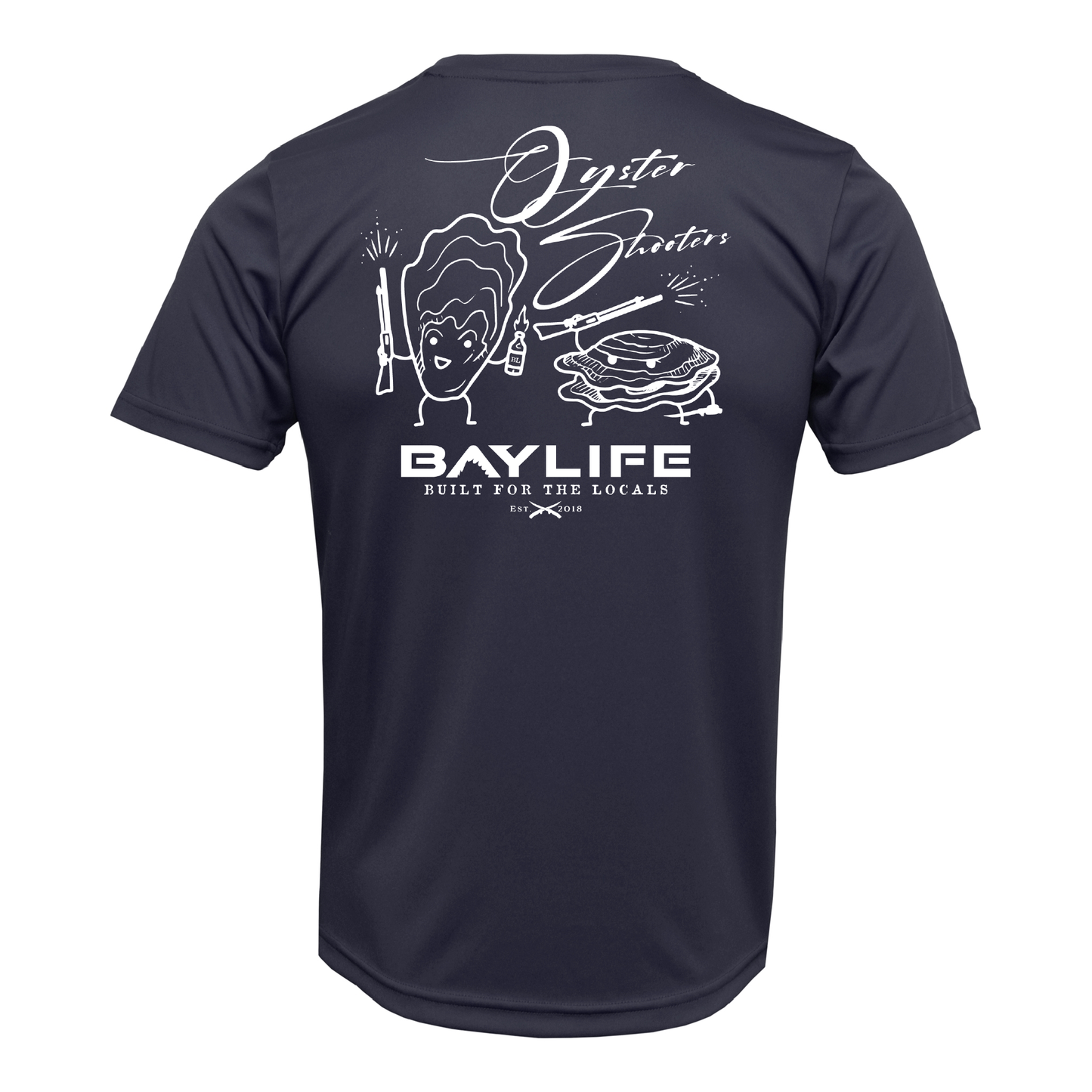 OYSTER SHOOTERS PERFORMANCE FISHING SHORT SLEEVE SHIRT | NAVY