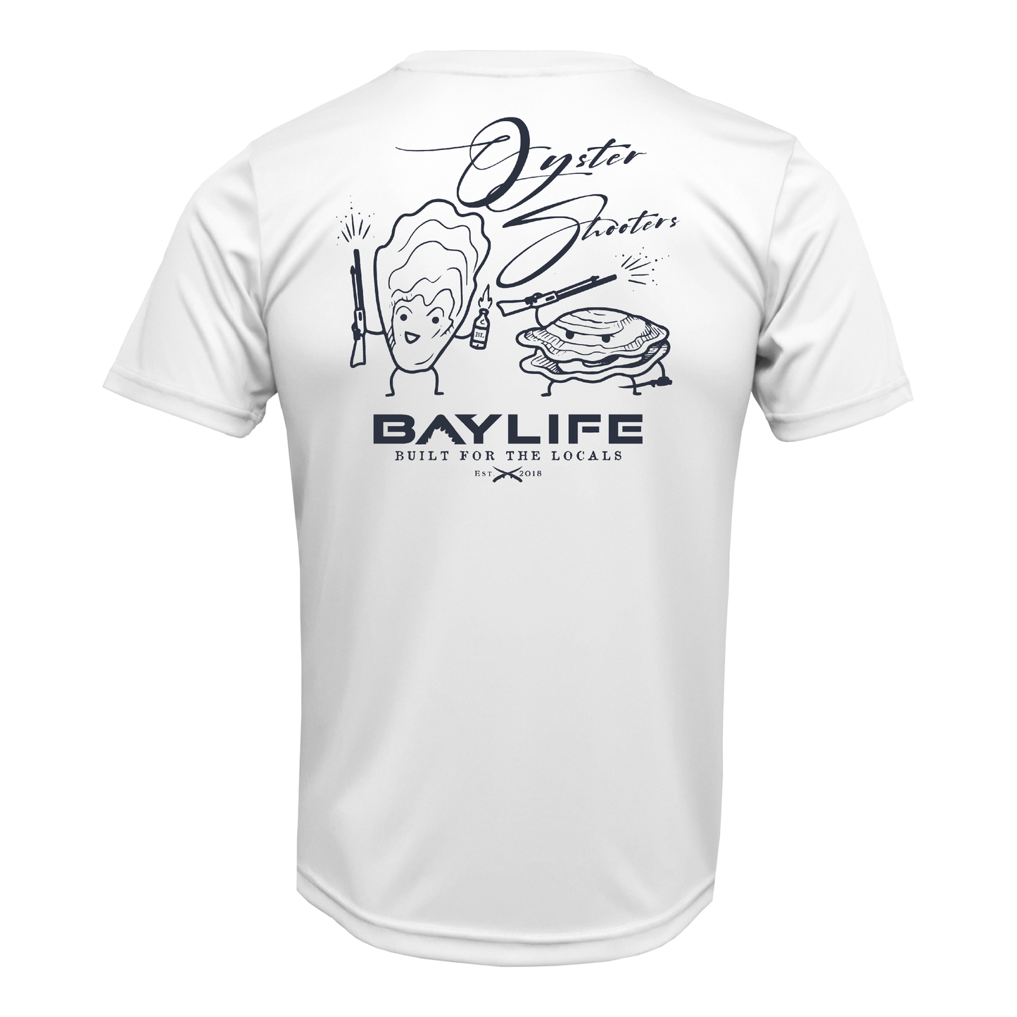 OYSTER SHOOTERS PERFORMANCE FISHING SHORT SLEEVE SHIRT | WHITE