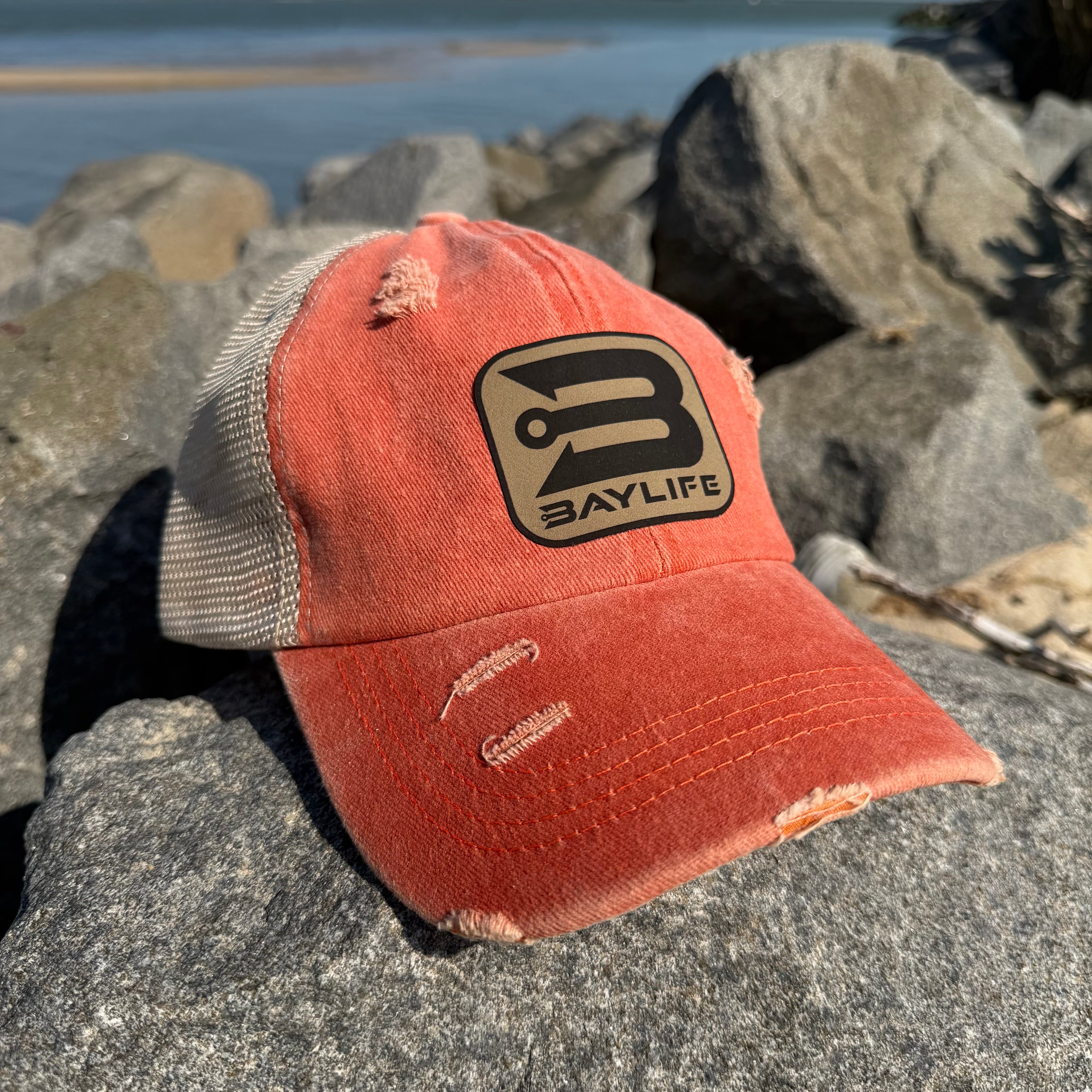 Ladies Criss Cross Ponytail Hat | Burnt Orange w/Anchorhook Patch