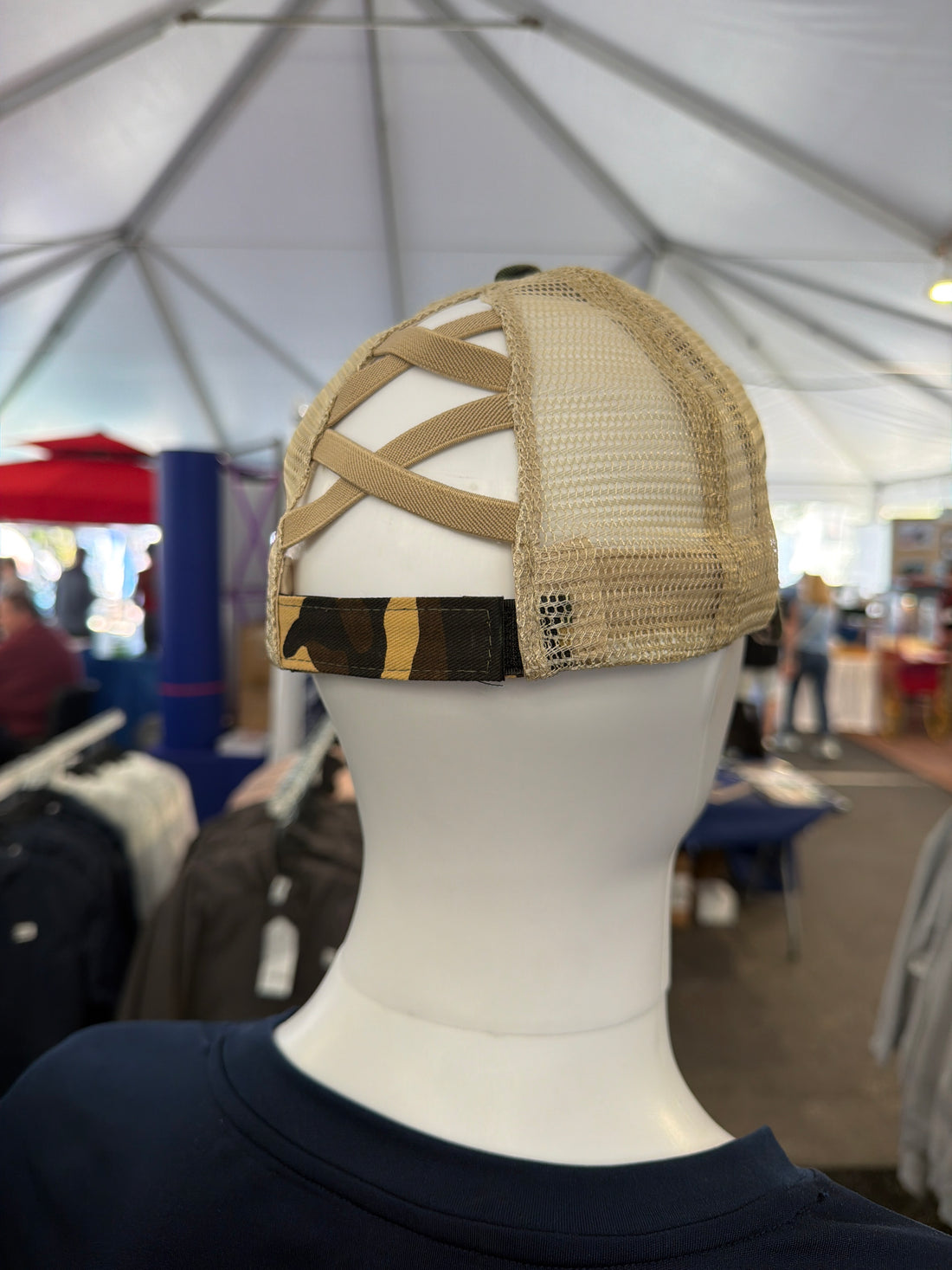 Ladies Criss Cross Ponytail Hat |  Camo w/Anchorhook Patch