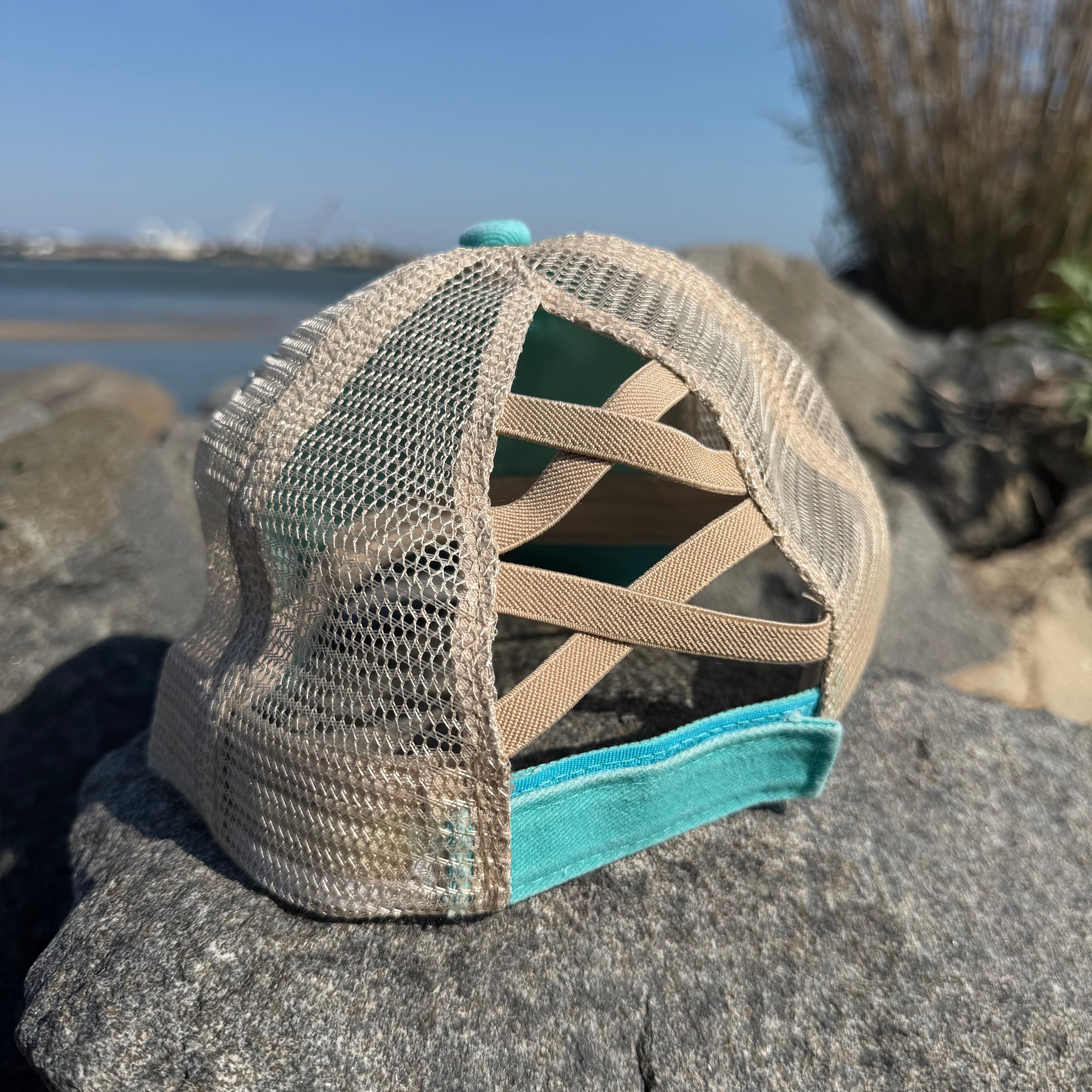 Ladies Criss Cross Ponytail Hat | Mint Green w/Anchorhook