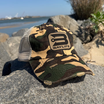 Ladies Criss Cross Ponytail Hat |  Camo w/Anchorhook Patch