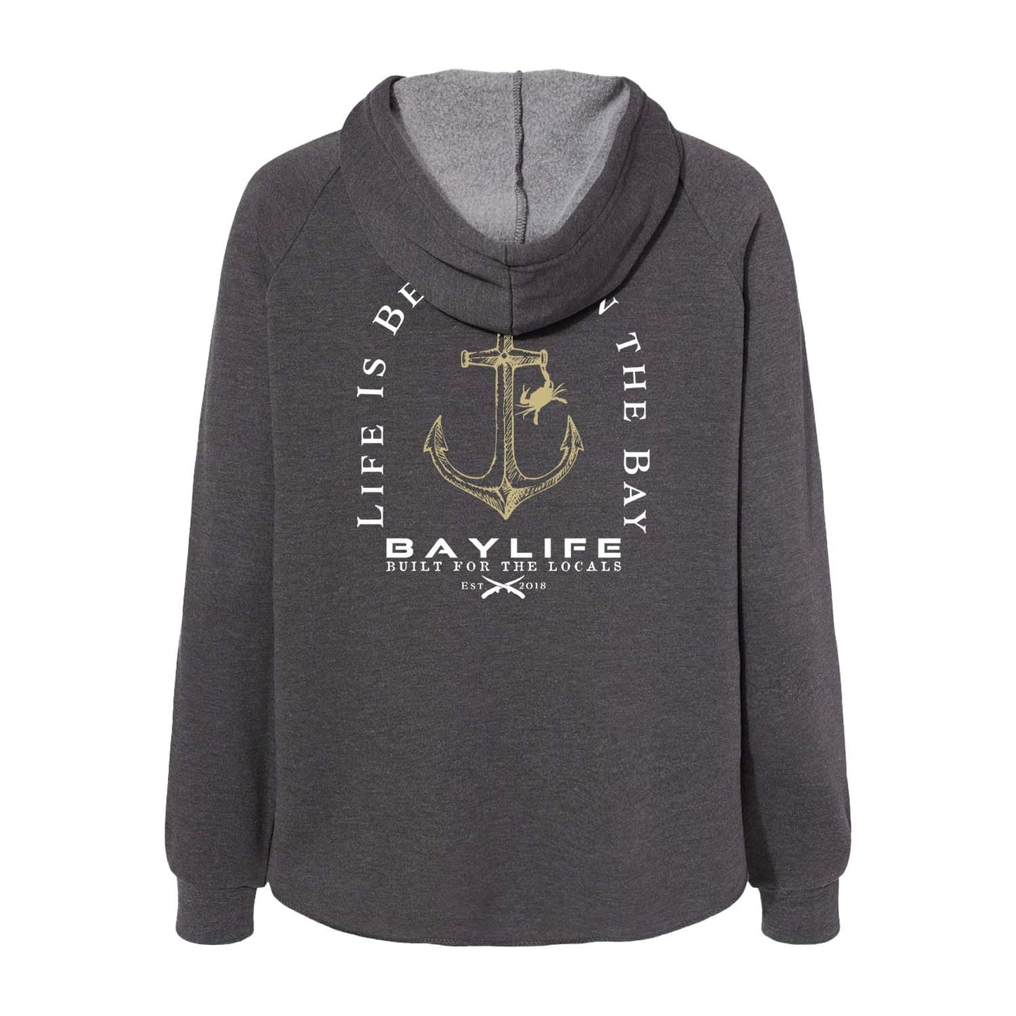 Bay Washed | Ladies Zip-Up Hoodie | Smoke Grey