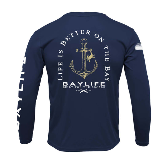 Life is Better on the Bay | Performance Long Sleeve | Navy