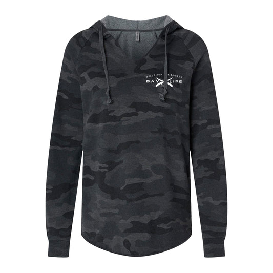 Ladies Premium "Bay Washed" Hoodie | Black Camo