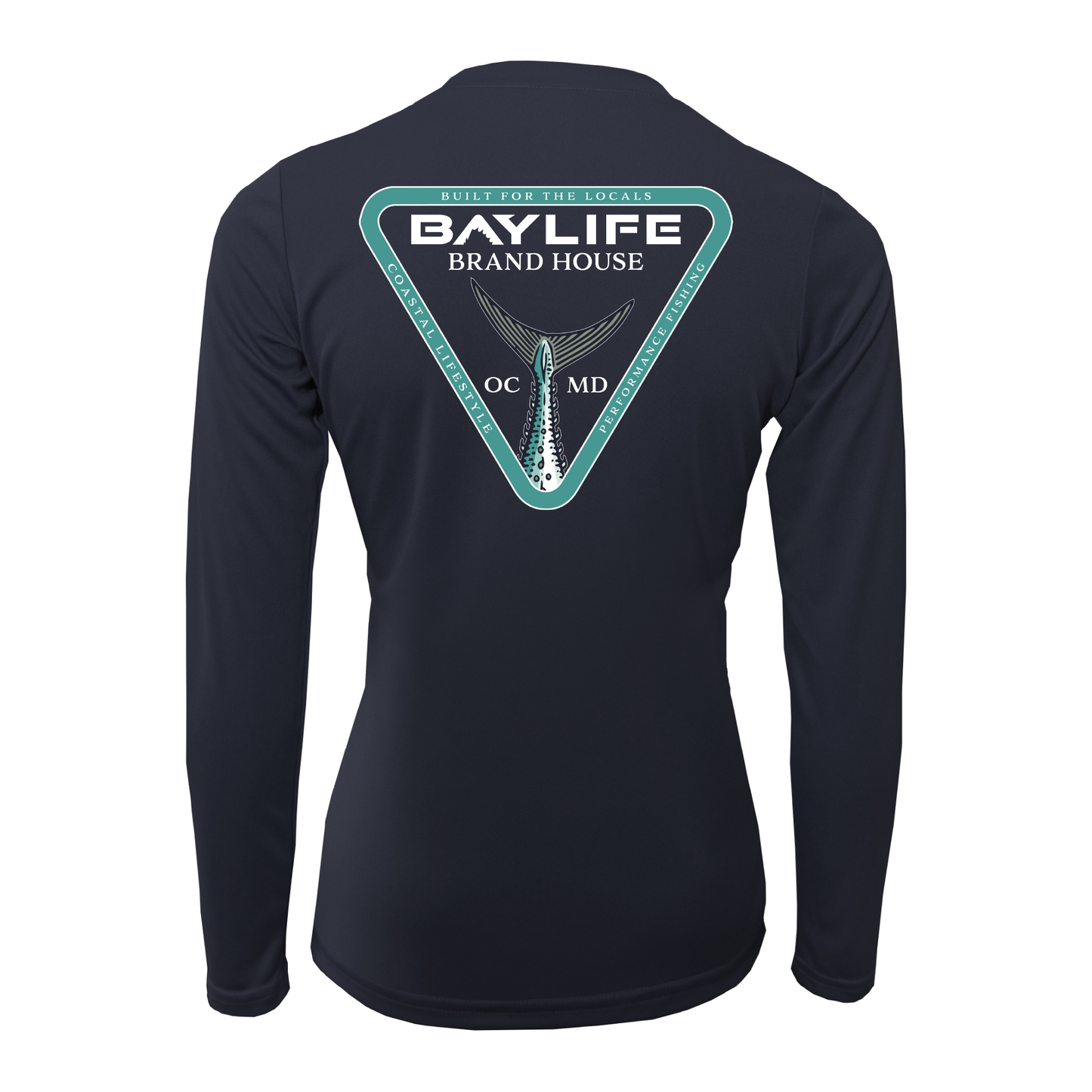 OC BRAND HOUSE FISH TAIL LADIES PERFORMANCE FISHING LONG SLEEVE SHIRT | NAVY