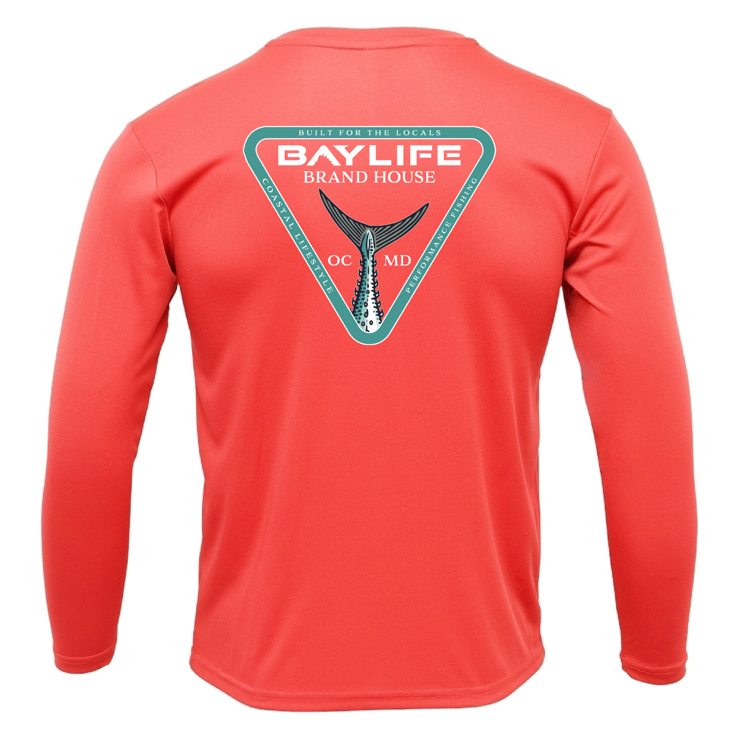 OC BRAND HOUSE FISH TAIL PERFORMANCE FISHING LONG SLEEVE SHIRT | CORAL