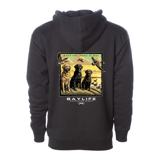 KEEP THE DOGS AT BAY WATERFOWL SERIES HEAVYWEIGHT PREMIUM HOODIE | BLACK