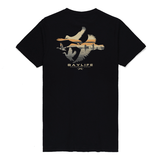 DUCKS TIL DUSK WATERFOWL SERIES PREMIUM SHORT SLEEVE SHIRT | BLACK
