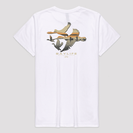 DUCKS TIL DUSK WATERFOWL SERIES PREMIUM SHORT SLEEVE SHIRT | WHITE