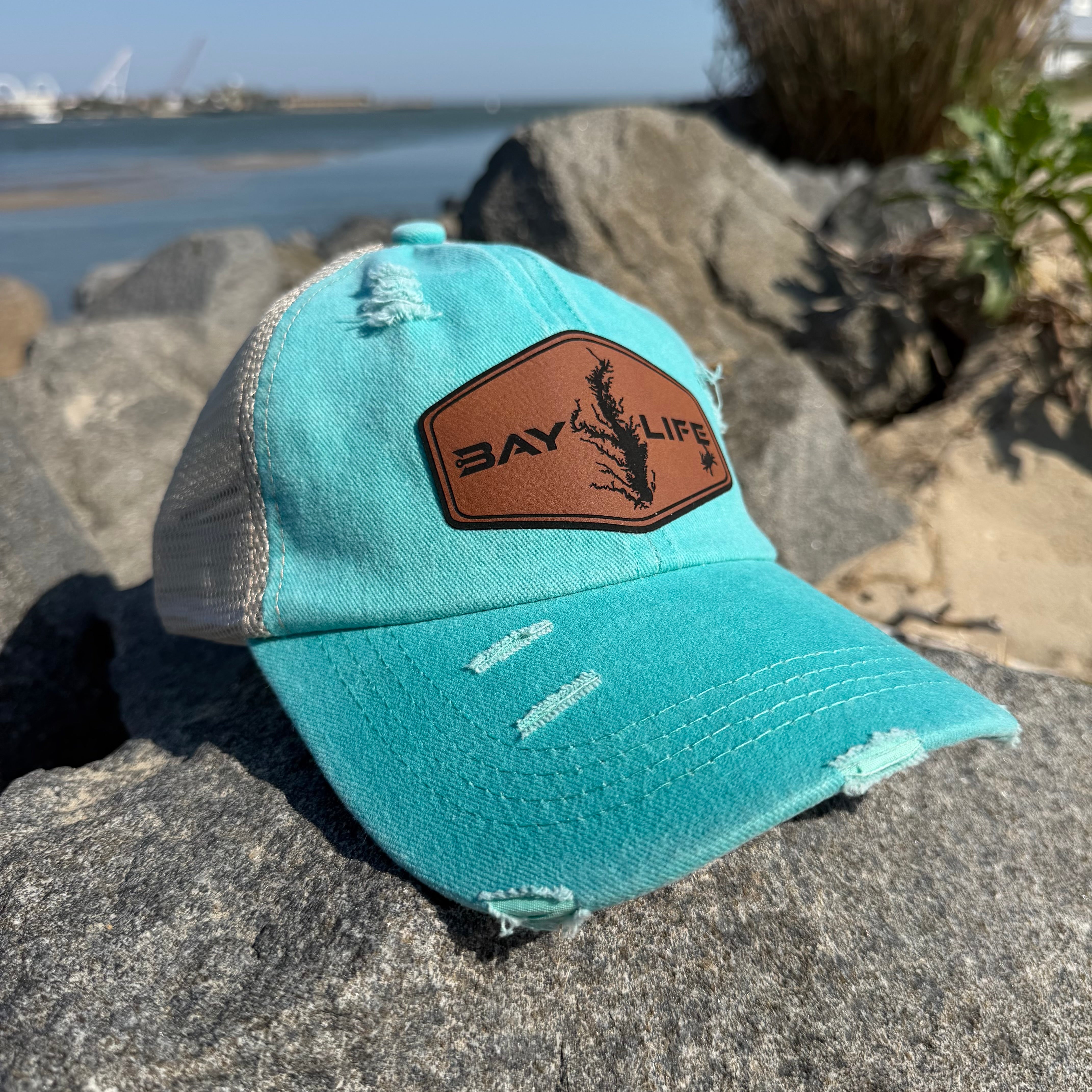 Ladies Criss Cross Ponytail Hat | Mint Green w/Chesapeake Patch