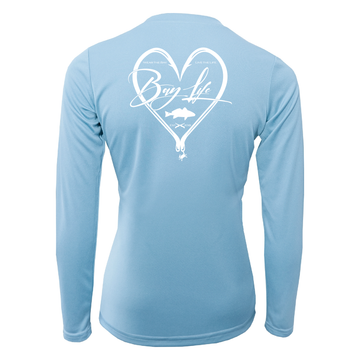 HOOK & HEART LADIES PERFORMANCE FISHING LONG SLEEVE SHIRT | SKY BLUE