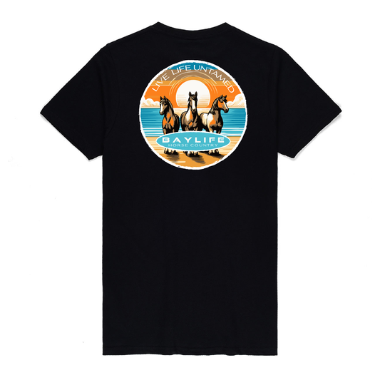LIVE LIFE UNTAMED HORSE COUNTRY SERIES PREMIUM SHORT SLEEVE SHIRT | BLACK