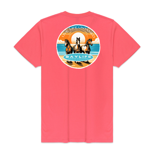 LIVE LIFE UNTAMED HORSE COUNTRY SERIES PREMIUM SHORT SLEEVE SHIRT | CORAL
