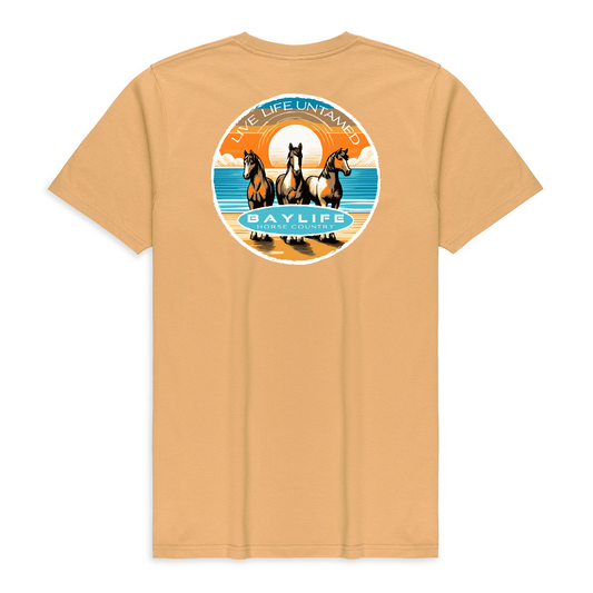 LIVE LIFE UNTAMED HORSE COUNTRY SERIES PREMIUM SHORT SLEEVE SHIRT | MUSTARD