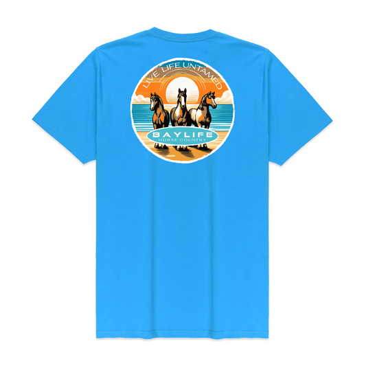 LIVE LIFE UNTAMED HORSE COUNTRY SERIES PREMIUM SHORT SLEEVE SHIRT | SAPPHIRE