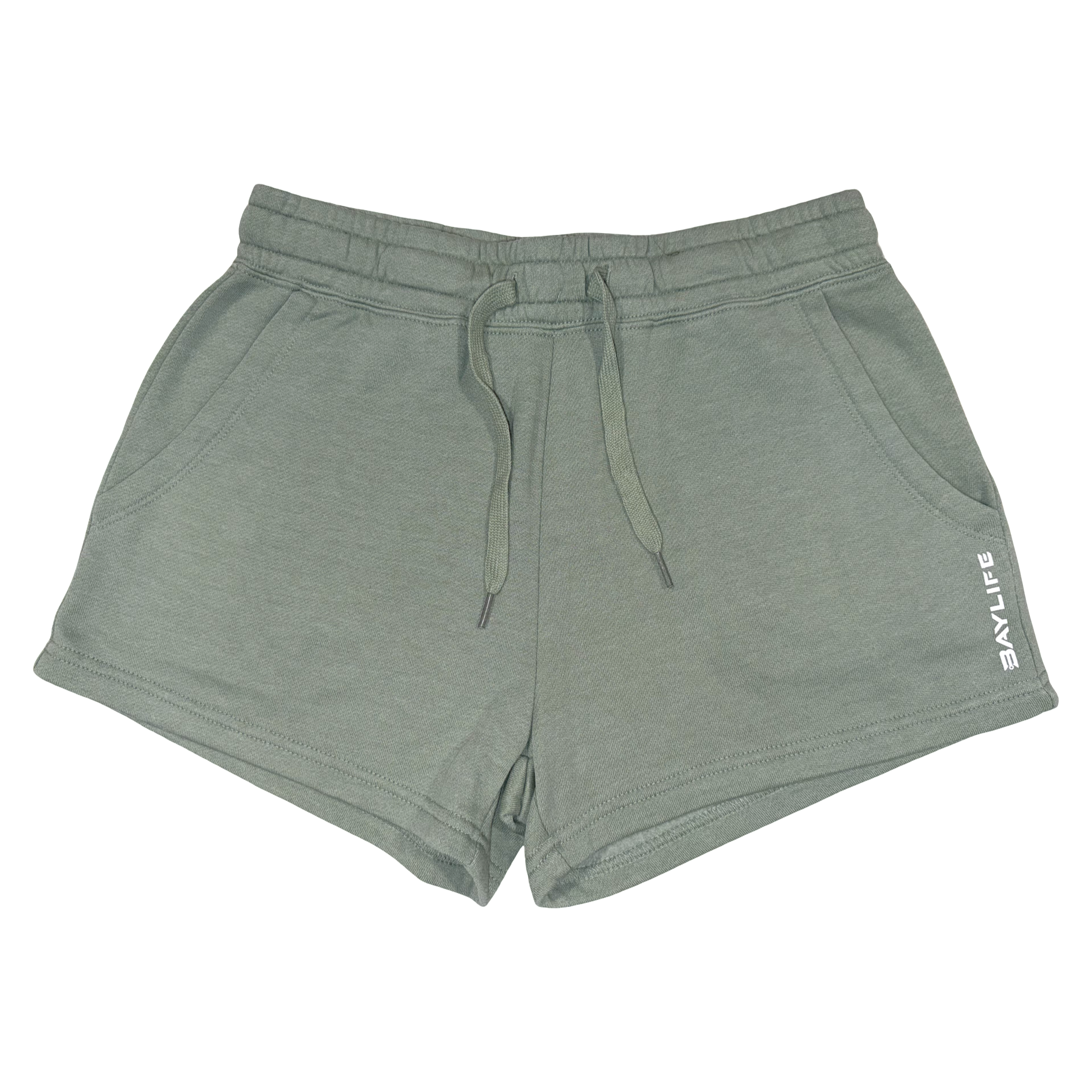 Wave Washed Ladies Fleece Shorts | Sage