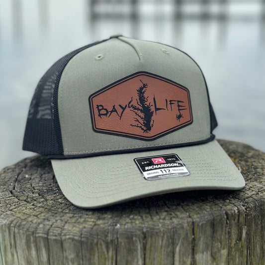 The Chesapeake Hat | Brown Leather Patch | Moss/Black Mesh