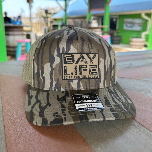 Bay Life Locals Hat | Tan Leather Patch | Bottomlands/Olive Mesh