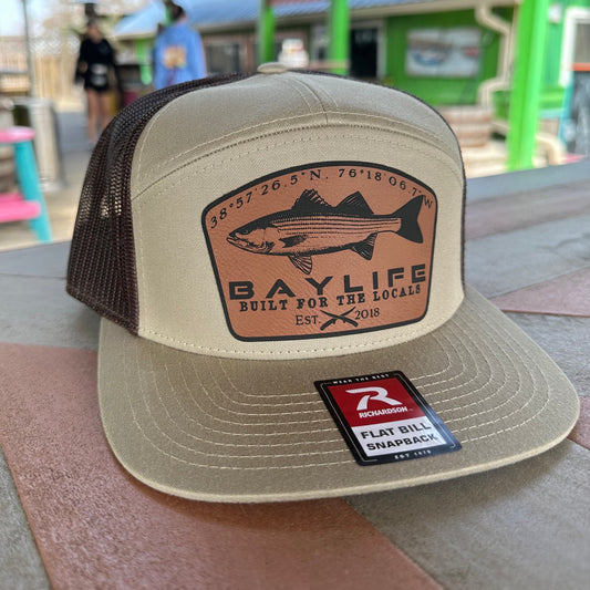Rockfish Locals Hat | Brown Leather Patch | Tan/Brown Mesh