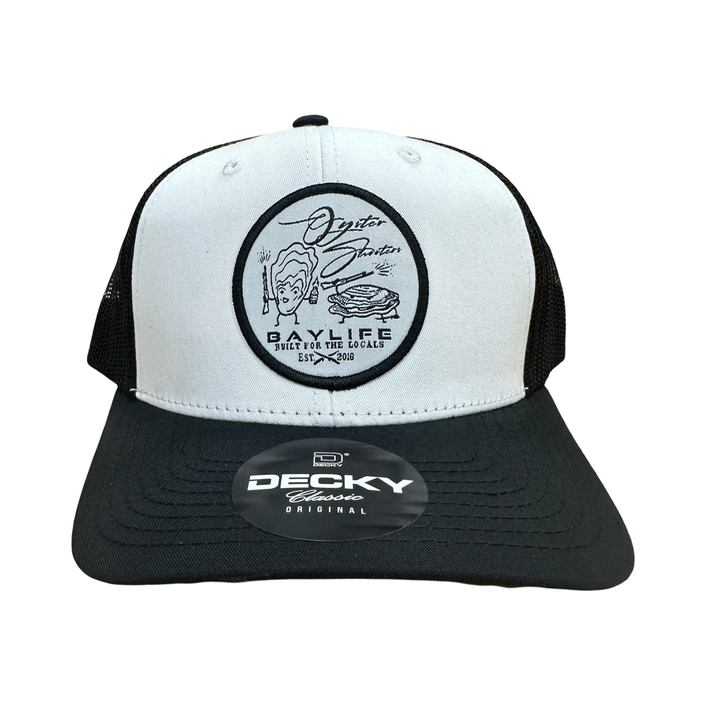 Oyster Shooters | White/Black Mesh Hat - Decky