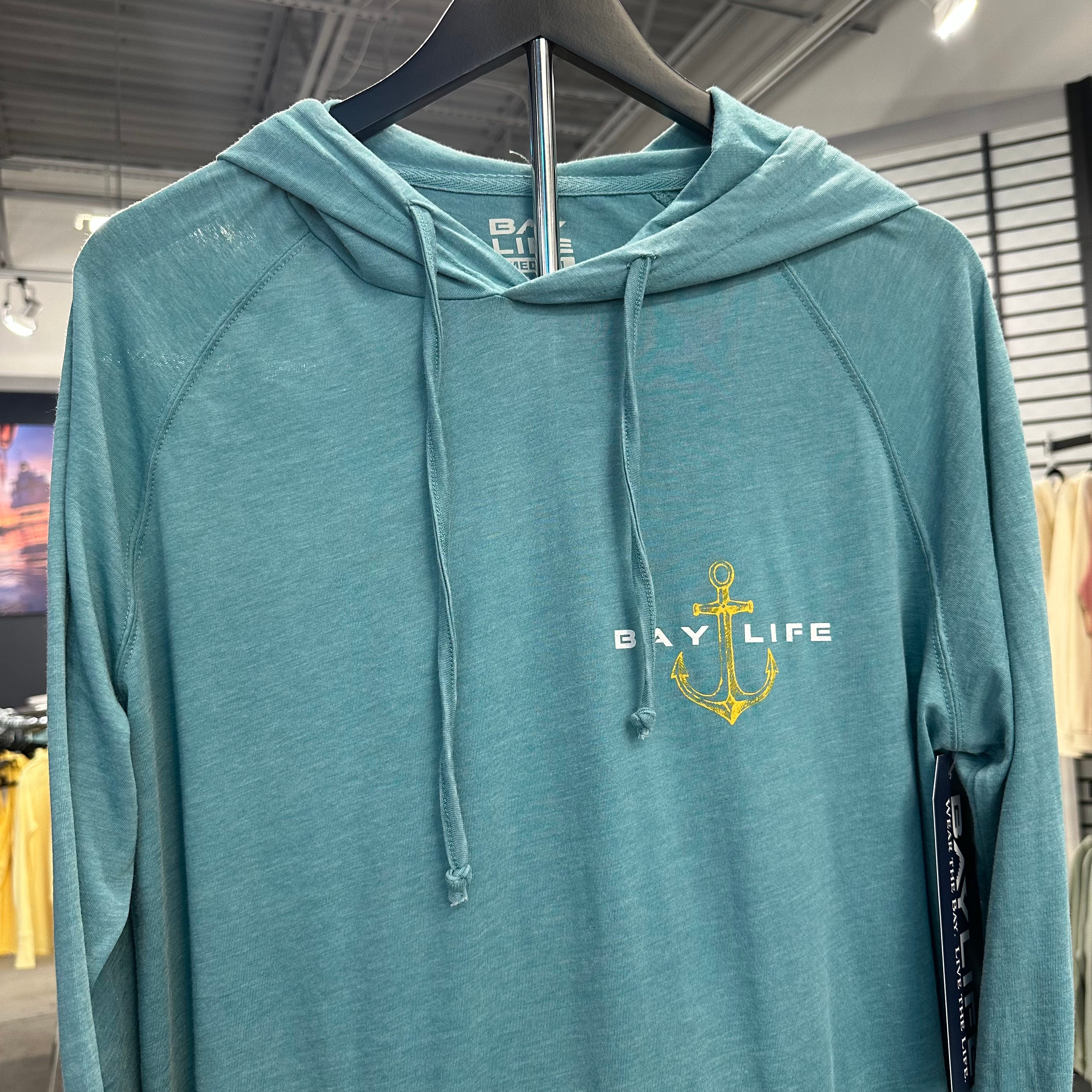 LIFE IS BETTER ON THE BAY VINTAGE JERSEY HOODIE | AQUA