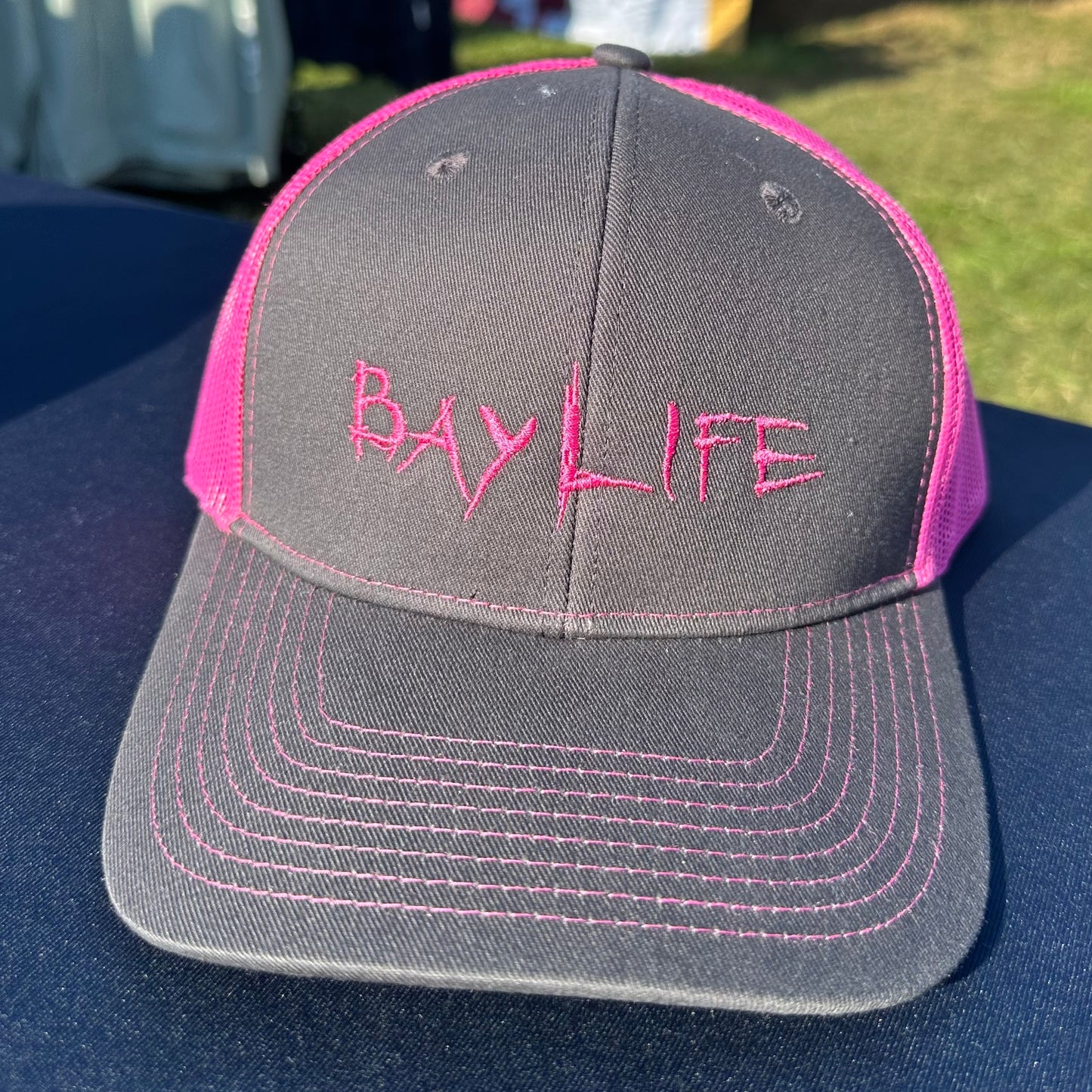 Bay Life Embroidered Trucker Hat | Neon Pink