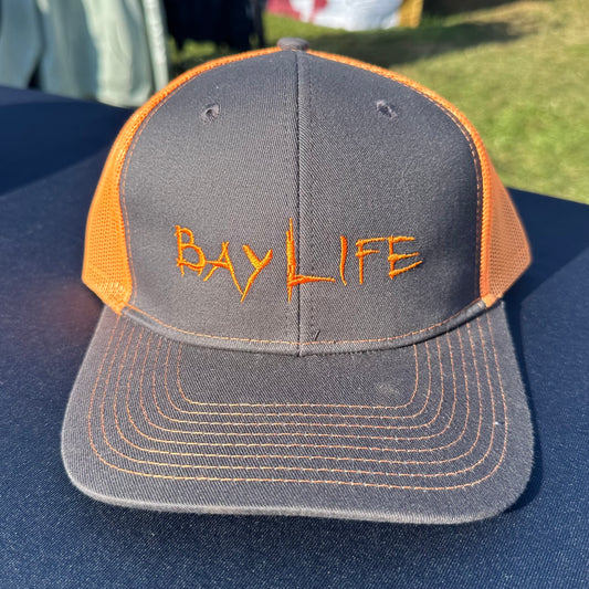 Bay Life Embroidered Trucker Hat | Neon Orange
