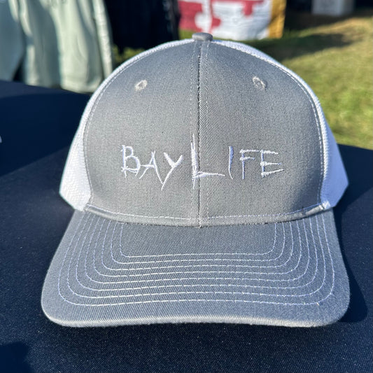 Bay Life Embroidered Trucker Hat | Heather Grey w/White Mesh