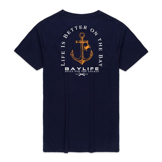 LIFE IS BETTER ON THE BAY PREMIUM SHORT SLEEVE SHIRT | NAVY