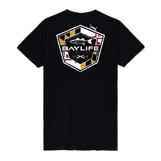 MARYLAND FLAG ROCKFISH PREMIUM SHORT SLEEVE SHIRT | BLACK
