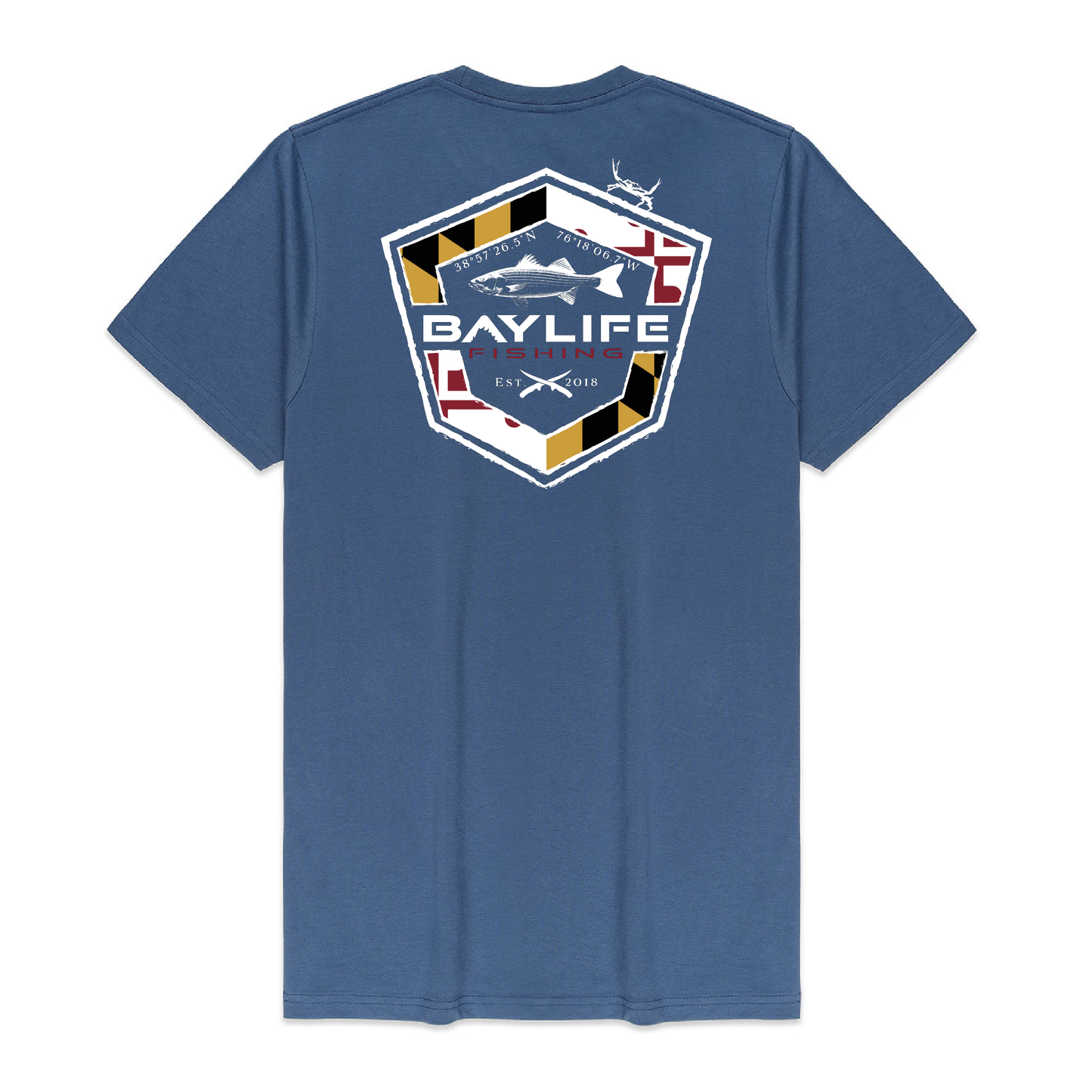 MARYLAND FLAG ROCKFISH PREMIUM SHORT SLEEVE SHIRT | DENIM