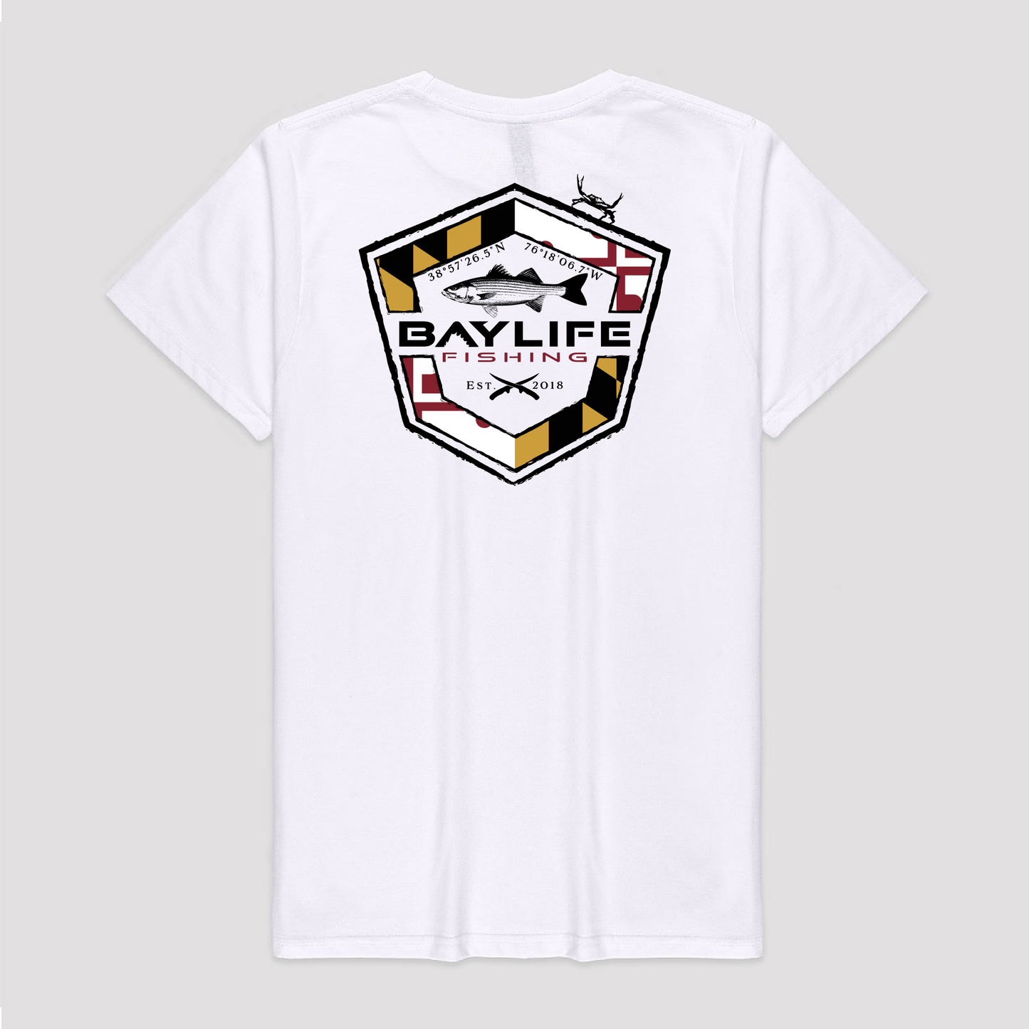 MARYLAND FLAG ROCKFISH PREMIUM SHORT SLEEVE SHIRT | WHITE