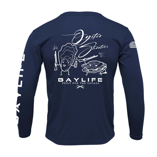 OYSTER SHOOTERS PERFORMANCE FISHING LONG SLEEVE SHIRT | NAVY