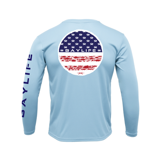 The U.S. of Bay Performance Long Sleeve T-Shirt | Ice Blue
