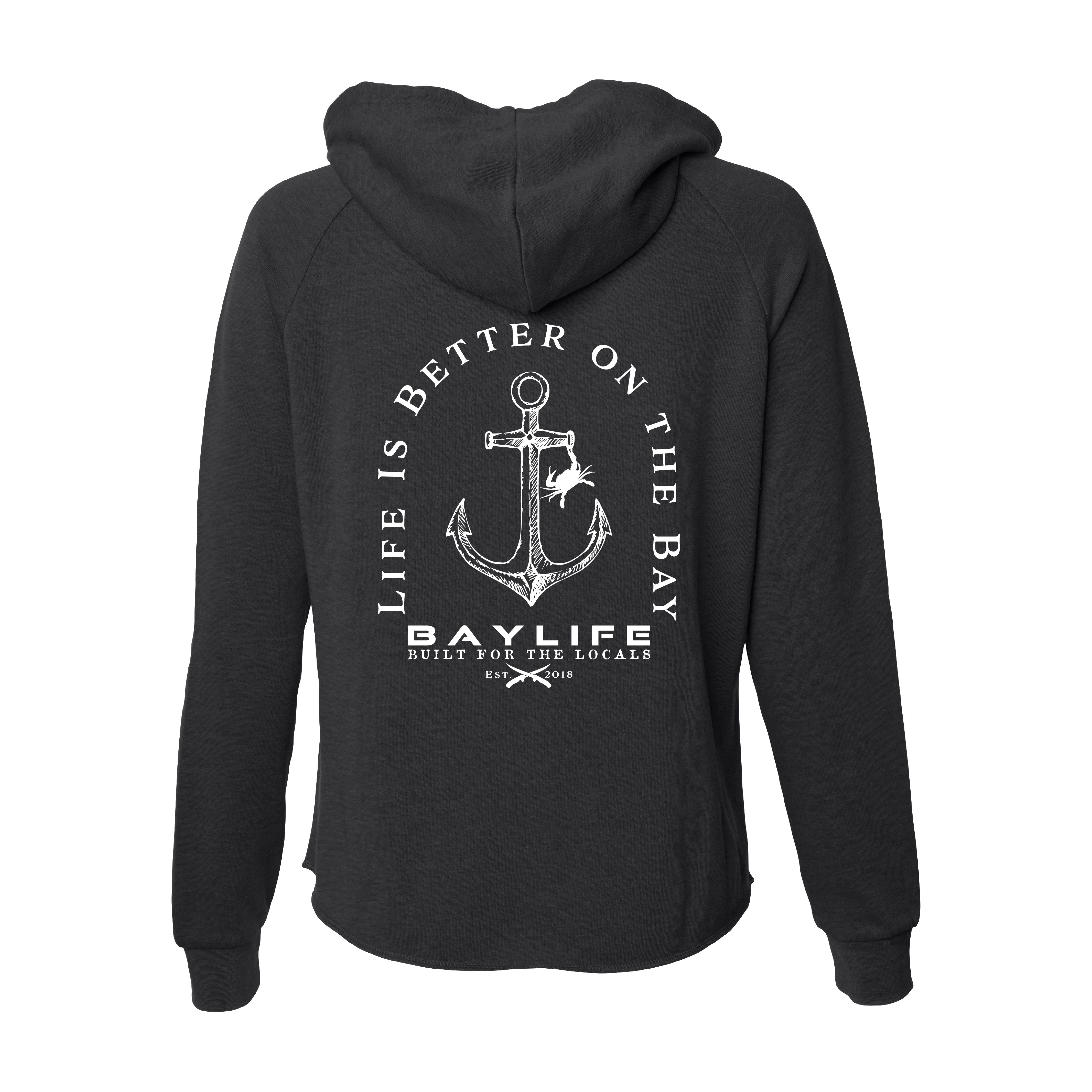 BAY WASHED LADIES PREMIUM ZIP UP FLEECE HOODIE