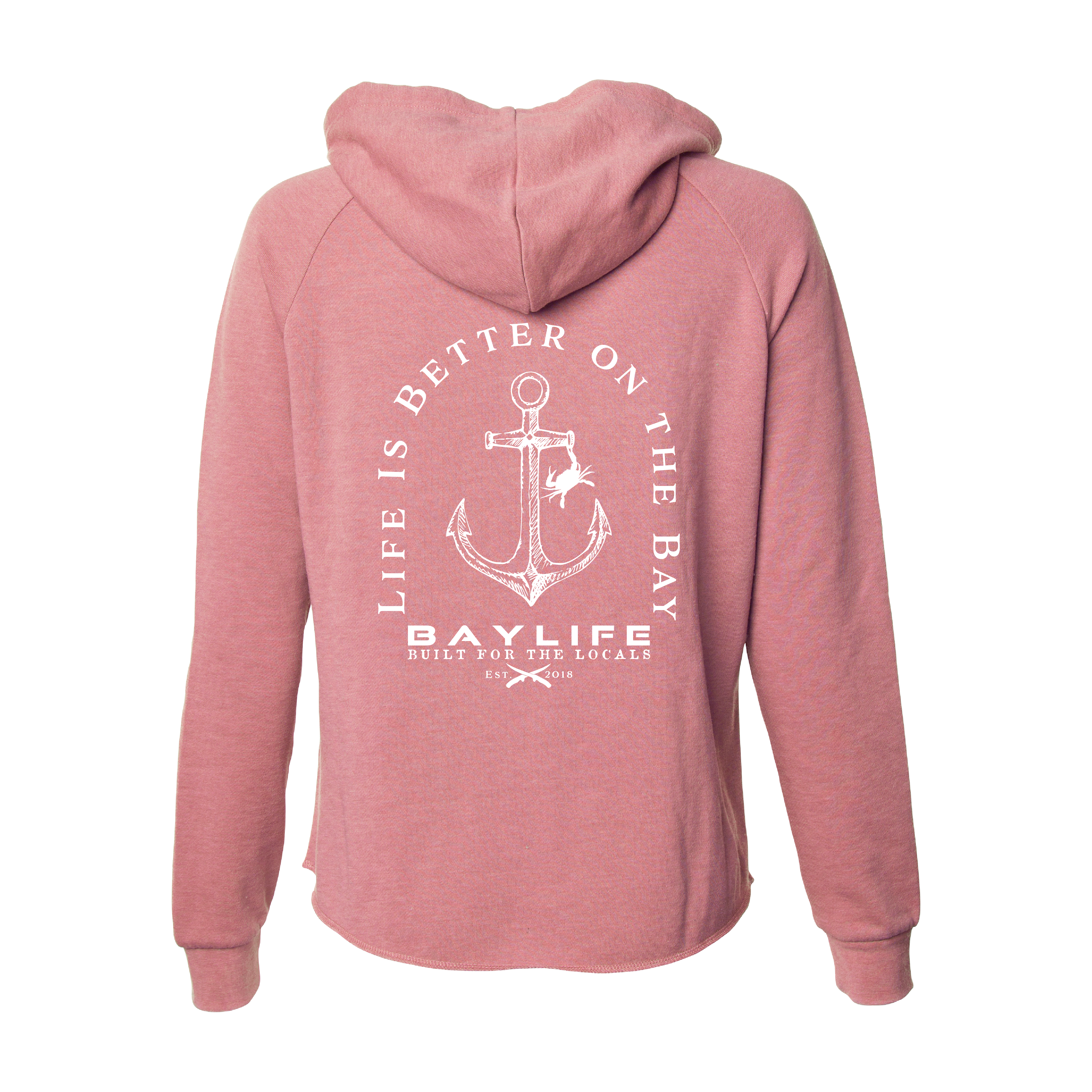 BAY WASHED LADIES PREMIUM ZIP UP FLEECE HOODIE