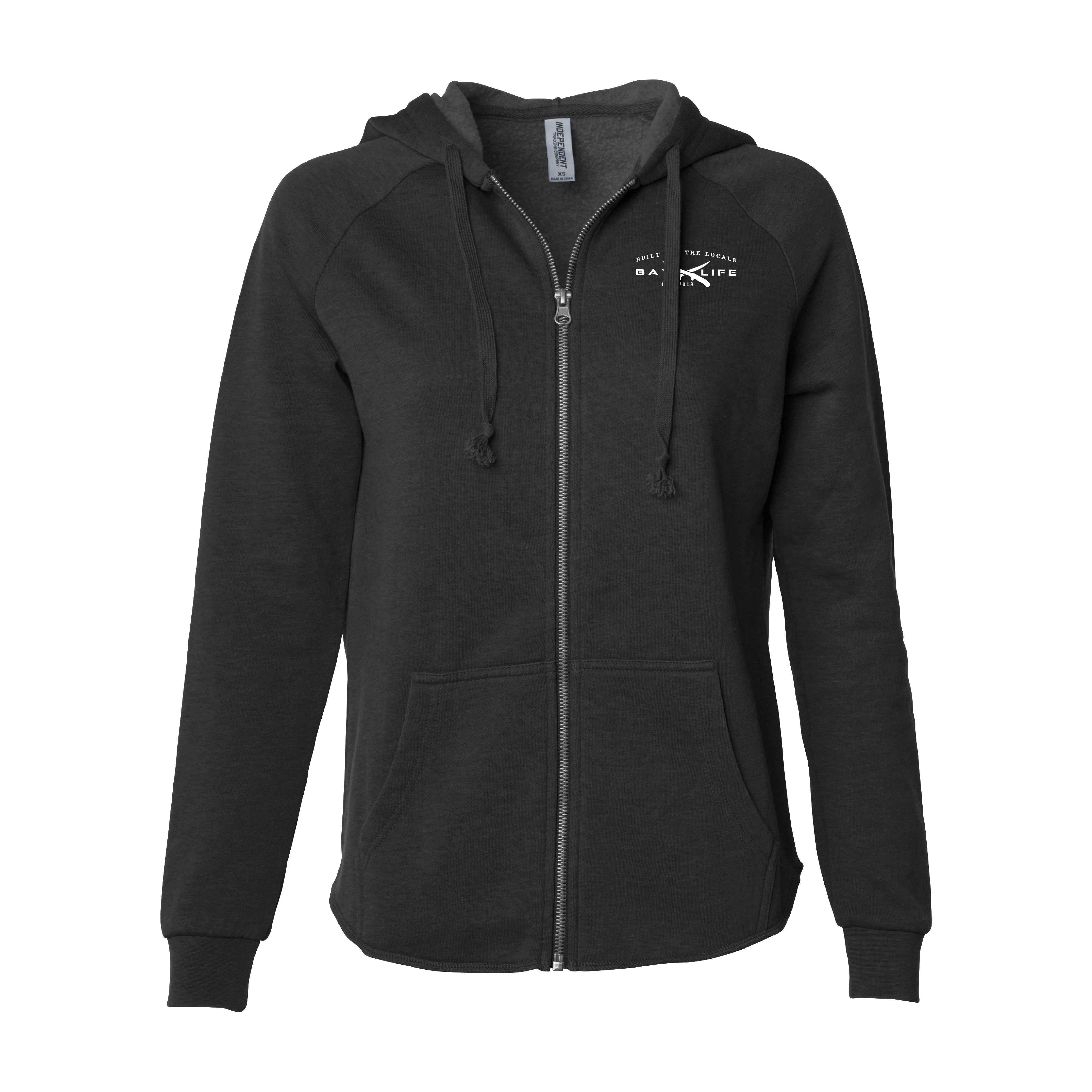 BAY WASHED LADIES PREMIUM ZIP UP FLEECE HOODIE
