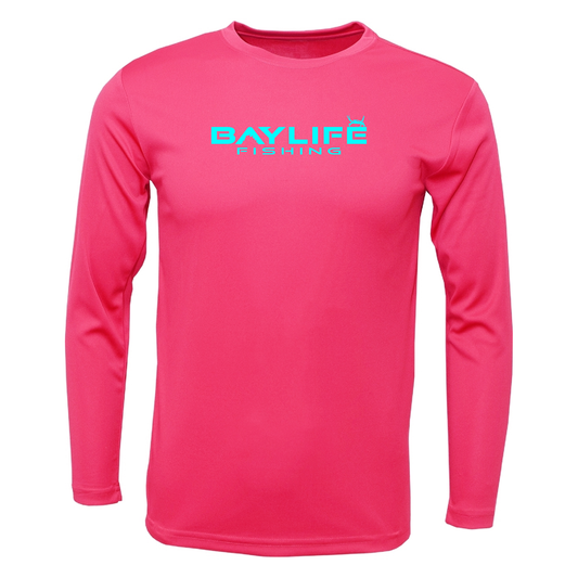 YOUTH PERFORMANCE FISHING LONG SLEEVE SHIRT | NEON PINK