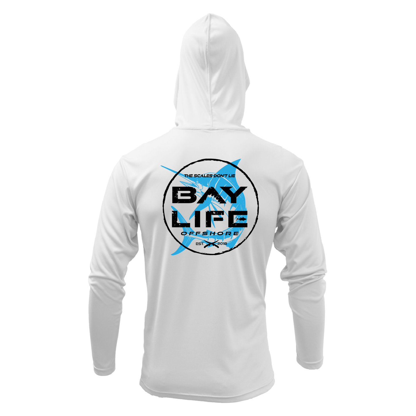THE SCALES DON'T LIE OFFSHORE SERIES PERFORMANCE FISHING HOODED LONG SLEEVE SHIRT | WHITE